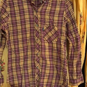 Levi's Vintage Yellow and Purple Plaid Casual Shirt